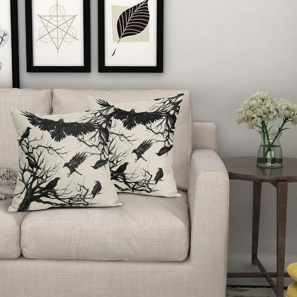 Set 2 Green Black Bats Pillow Covers 18" Square Pillows Gothic Bat Print GothNew - Picture 8 of 9